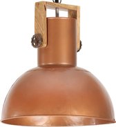 vidaXL Hanglamp industrieel rond 25 W E27 32 cm mangohout koperkleurig