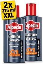 Alpecin Cafeïne Shampoo C1 2x 375ml | Voorkomt en Vermindert Haaruitval | Natuurlijke Haargroei Shampoo voor Mannen