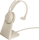 Jabra Evolve2 65 UC Beige + Stand - Bluetooth Headset - met standaard - op oor - omkeerbaar - draadloos - USB-C