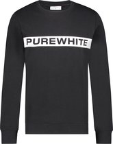 Purewhite -  Heren Regular Fit   Sweater  - Zwart - Maat L