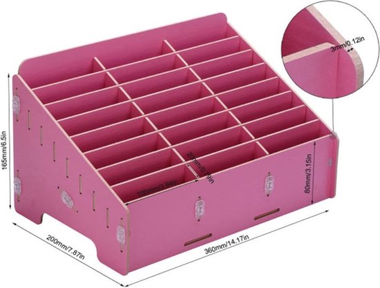 Mobiele telefoons opbergkast 36-slots houten mobiele telefoon houder aan de muur gemonteerde zakkaart opbergkast met handvat en veiligheidsslot for klaslokaal / 619 (Size : 36 Slots-wooden