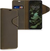 kalibri telefoonhoesje voor OnePlus Nord 2 5G - Hoesje met pasjeshouder en standaard - bruin - Wallet case