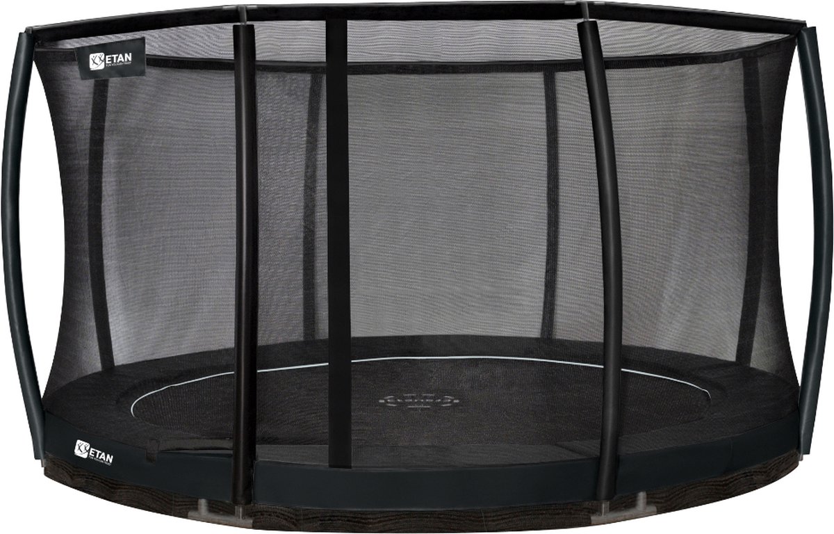 Etan Premium Inground Trampoline - Incl. Deluxe Veiligheidsnet - ø 427 cm / 14ft - Zwart - Rond - UV-bestendig Randkussen - Max. Gebruikersgewicht 150 kg