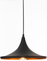 MEO Ferrara Hanglamp - Modern en Klassieke interieur - Goudkleurige Binnenkant - 60 W - Zwart