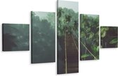 Schilderij - Touwbrug in de Jungle, 5luik, premium print