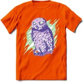 Dieren T-Shirt | Uil shirt Heren / Dames | Wildlife owl cadeau - Oranje - 3XL