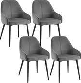 4 x eetkamerstoelen 4-delige set eetkamerstoel keukenstoel beklede stoel design stoel met armleuning, met zitting van fluweel, frame van metaal