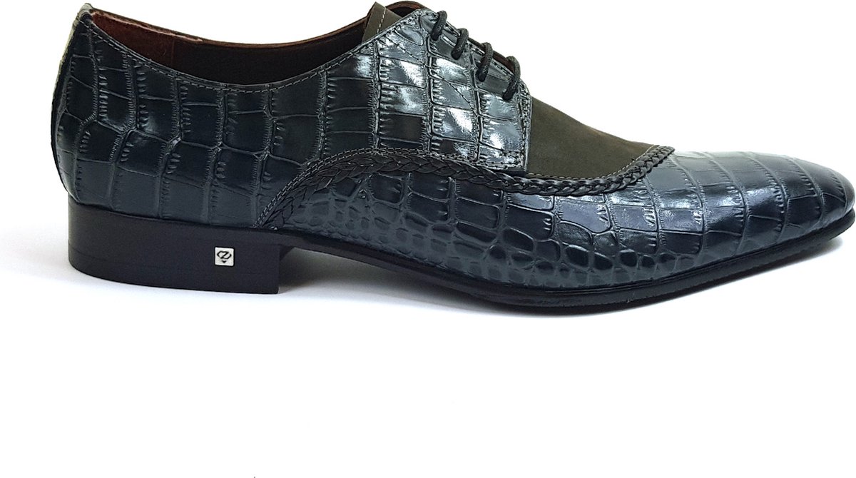 Zerba - Heren Veterschoenen - Maat 42 - Grijs - Nubuck Leer- Terenzo
