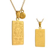 Valentijn cadeautje voor haar - sterrenbeeld ketting Leeuw goud - horoscoop ketting - waterproof roestvrij - gold plated - anti-allergie - gouden vergulde ketting - verjaardagscadeau - cadeau