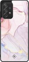 Casimoda® hoesje - Geschikt voor Samsung Galaxy A52 5G - Marmer roze paars - Luxe Hard Case Zwart - Backcover telefoonhoesje - Roze