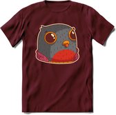 Casual duif T-Shirt Grappig | Dieren vogels Kleding Kado Heren / Dames | Animal Skateboard Cadeau shirt - Burgundy - L