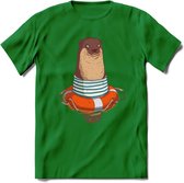 Casual zeehond T-Shirt Grappig | Dieren zeehonden Kleding Kado Heren / Dames | Animal Skateboard Cadeau shirt - Donker Groen - L