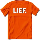 Lief - Valentijn T-Shirt | Grappig Valentijnsdag Cadeautje voor Hem en Haar | Dames - Heren - Unisex | Kleding Cadeau | - Oranje - S