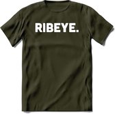 Ribeye - Snack T-Shirt | Grappig Verjaardag Kleding Cadeau | Eten En Snoep Shirt | Dames - Heren - Unisex Tshirt | - Leger Groen - XL