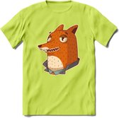 Casual vos T-Shirt Grappig | Dieren fox Kleding Kado Heren / Dames | Animal Skateboard Cadeau shirt - Groen - M