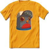 Chirp vogel T-Shirt Grappig | Dieren Kleding Kado Heren / Dames | Animal Skateboard Cadeau shirt - Geel - 3XL