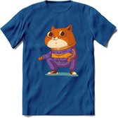 Casual kat T-Shirt Grappig | Dieren katten Kleding Kado Heren / Dames | Animal Skateboard Cadeau shirt - Donker Blauw - XL