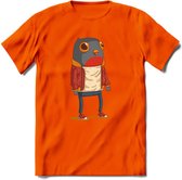 Casual vogel quote T-Shirt Grappig | Dieren vogels Kleding Kado Heren / Dames | Animal Skateboard Cadeau shirt - Oranje - M