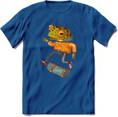 Casual kikker T-Shirt Grappig | Dieren reptiel Kleding Kado Heren / Dames | Animal Skateboard Cadeau shirt - Donker Blauw - S