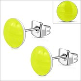 Aramat jewels ® - Ronde gele oorstekers geel acryl staal 6mm
