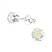 Aramat jewels ® - Zilveren zirkonia oorbellen rond peridoot ab transparant 5mm