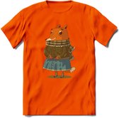 Casual vos T-Shirt Grappig | Dieren honden Kleding Kado Heren / Dames | Animal Skateboard Cadeau shirt - Oranje - 3XL