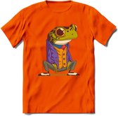 Casual kikker T-Shirt Grappig | Dieren reptiel Kleding Kado Heren / Dames | Animal Skateboard Cadeau shirt - Oranje - 3XL