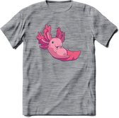 Schattig Axolotl T-Shirt Grappig | Dieren amfibieën Kleding Kado Heren / Dames | Animal Cadeau shirt - Donker Grijs - Gemaleerd - L