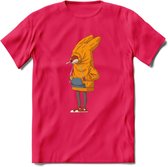Verlegen vos T-Shirt Grappig | Dieren honden Kleding Kado Heren / Dames | Animal Skateboard Cadeau shirt - Roze - XL