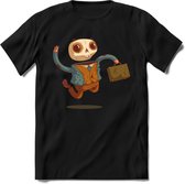 Casual skelet T-Shirt Grappig | Dieren halloween Kleding Kado Heren / Dames | Animal Skateboard Cadeau shirt - Zwart - XL