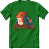 Graaf catracula T-Shirt Grappig | Dieren katten halloween Kleding Kado Heren / Dames | Animal Skateboard Cadeau shirt - Donker Groen - 3XL