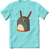 Konijn T-Shirt Grappig | Dieren konijnen Kleding Kado Heren / Dames | Animal Skateboard Cadeau shirt - Licht Blauw - XL