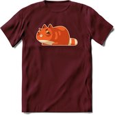 Schattige kat klaar voor aanval T-Shirt Grappig | Dieren katten Kleding Kado Heren / Dames | Animal Skateboard Cadeau shirt - Burgundy - L