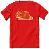 Schattige kat klaar voor aanval T-Shirt Grappig | Dieren katten Kleding Kado Heren / Dames | Animal Skateboard Cadeau shirt - Rood - M