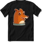 Lachende vos T-Shirt Grappig | Dieren honden Kleding Kado Heren / Dames | Animal Skateboard Cadeau shirt - Zwart - XXL