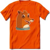 Lachende vos T-Shirt Grappig | Dieren honden Kleding Kado Heren / Dames | Animal Skateboard Cadeau shirt - Oranje - 3XL