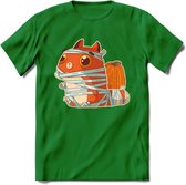 Mummy kat T-Shirt Grappig | Dieren katten halloween Kleding Kado Heren / Dames | Animal Skateboard Cadeau shirt - Donker Groen - XL