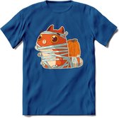 Mummy kat T-Shirt Grappig | Dieren katten halloween Kleding Kado Heren / Dames | Animal Skateboard Cadeau shirt - Donker Blauw - S