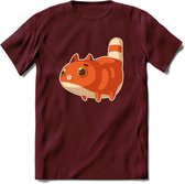 Jagende kat T-Shirt Grappig | Dieren katten Kleding Kado Heren / Dames | Animal Skateboard Cadeau shirt - Burgundy - XL