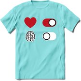 Hart Aan Brein Uit - Valentijn T-Shirt | Grappig Valentijnsdag Cadeautje voor Hem en Haar | Dames - Heren - Unisex | Kleding Cadeau | - Licht Blauw - XL