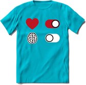 Hart Aan Brein Uit - Valentijn T-Shirt | Grappig Valentijnsdag Cadeautje voor Hem en Haar | Dames - Heren - Unisex | Kleding Cadeau | - Blauw - S