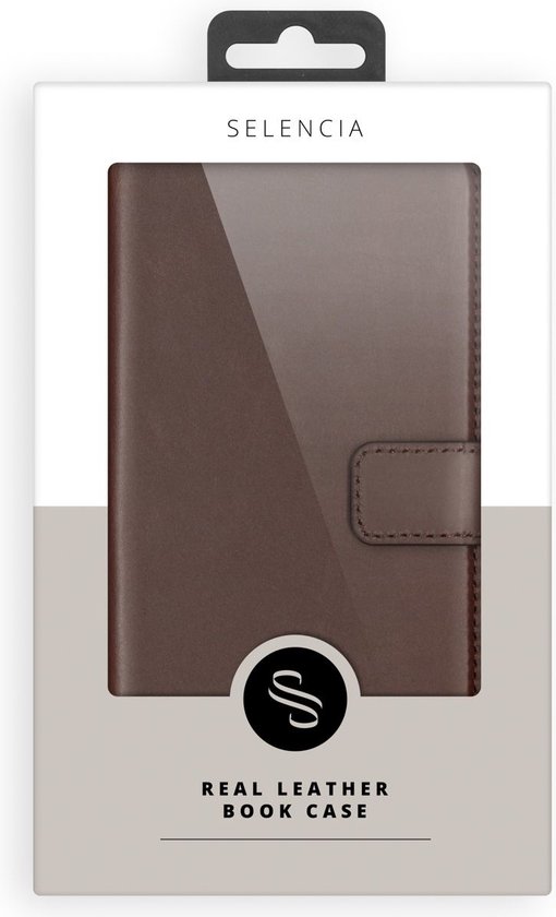 iPhone 13 Hoesje Met Pasjeshouder Selencia Echt Lederen Bookcase Bruin