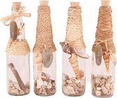 Naturel Collections Fles glas met schelpen en label 24x7x7cm (1 stuk) assorti