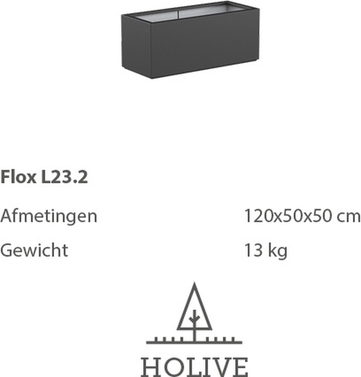 Polyester Flox L23.2 Langwerpig 120x50x50 cm. Plantenbak