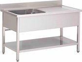 Gastro-Inox Spoeltafel Met Links 1 Spoelbak En Onderblad, 1200(l)mm, Gastro-Inox 305.502