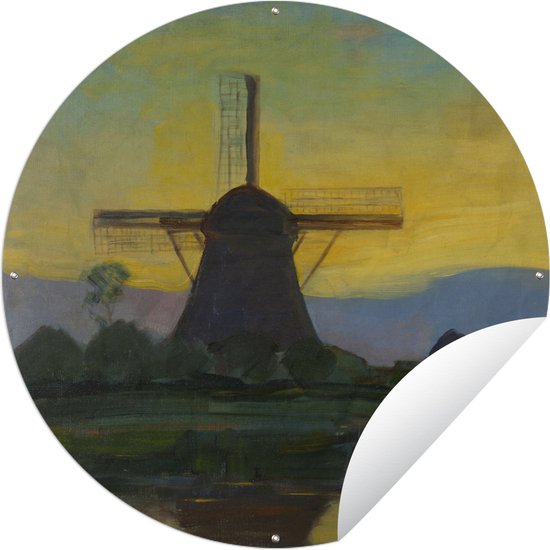Tuincirkel Oostzijdse molen - Piet Mondriaan - 120x120 cm - Ronde Tuinposter - Buiten XXL / Groot formaat!