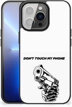 Back Cover Siliconen Hoesje iPhone 13 Pro Max Telefoonhoesje met Zwarte rand Gun Don't Touch My Phone