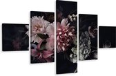 Schilderij - Vintage bloemen II, 5luik, premium print