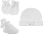 Babystartup | Mutsje + Krabwantjes + Sokjes | Pasgeboren Setje - Wit