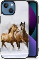 TPU Back Cover Geschikt voor iPhone 13 Smartphone Hoesje met Zwarte rand Paarden